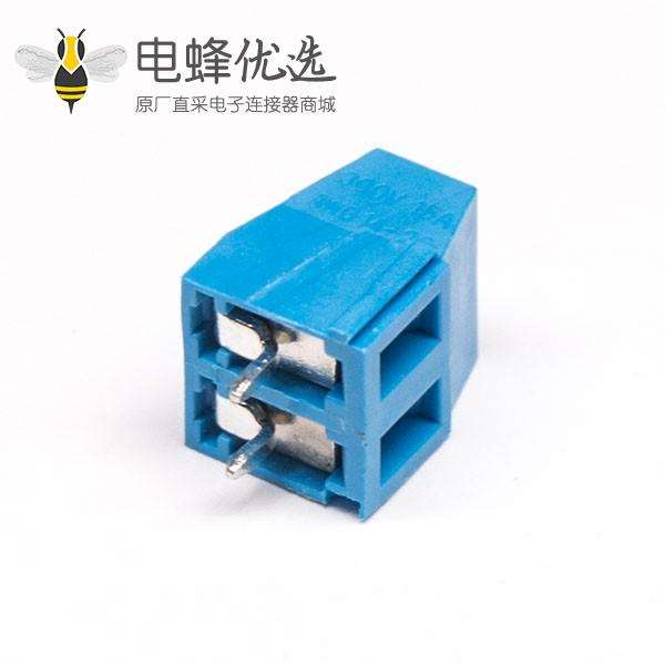 2芯接线端子直式螺钉式PCB板安装穿孔式蓝色端子接线