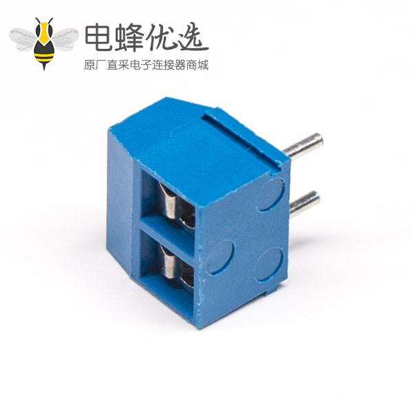 蓝色端子 弯式2芯穿孔式插PCB板安装接线端子