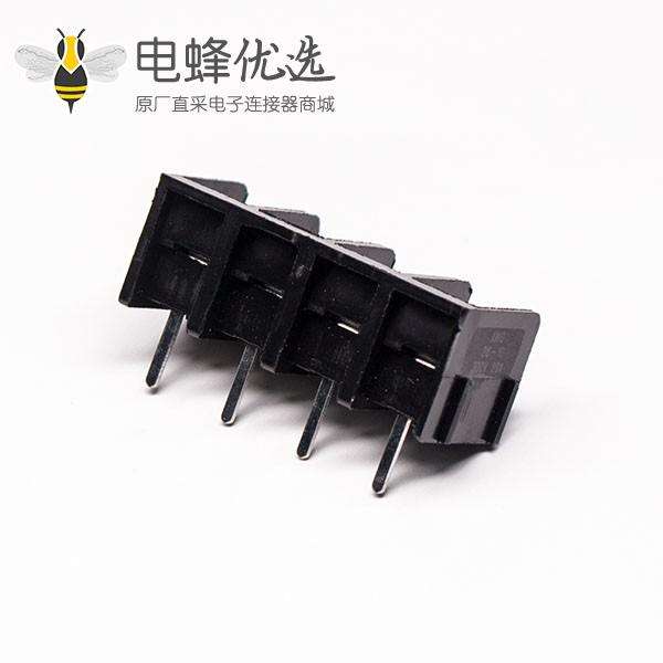栅栏式端子黑色4芯直式穿孔式PCB板安装端子接线
