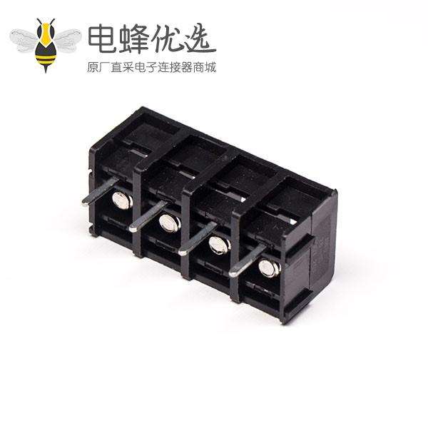栅栏式端子黑色4芯直式穿孔式PCB板安装端子接线