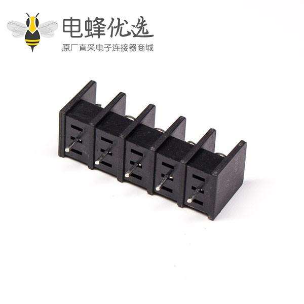 栅栏式接线端子排5芯直式穿孔式黑色接PCB板安装