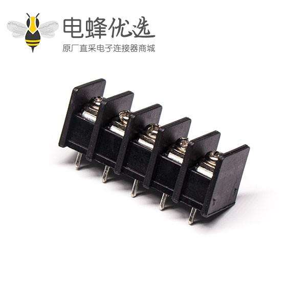 端子排接线排栅栏式5芯黑色直式PCB板安装