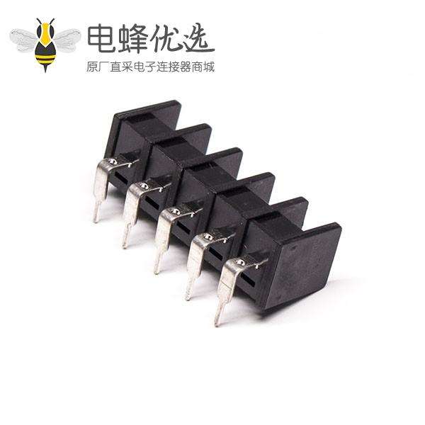 栅栏式接线端子安装弯式黑色插PCB板五螺丝端子接线