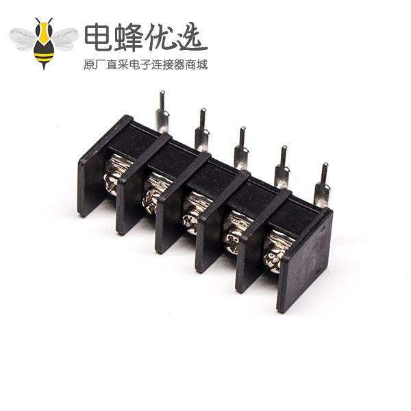 栅栏式接线端子安装弯式黑色插PCB板五螺丝端子接线