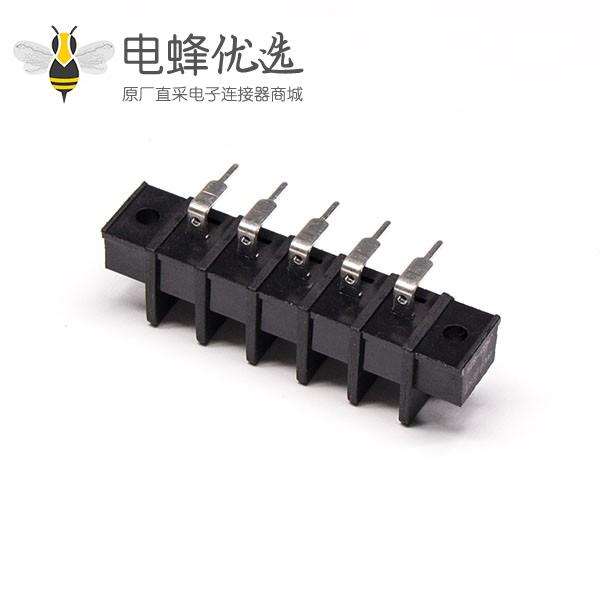 PCB栅栏式接线端子5芯弯式插PCB板接线端子黑色