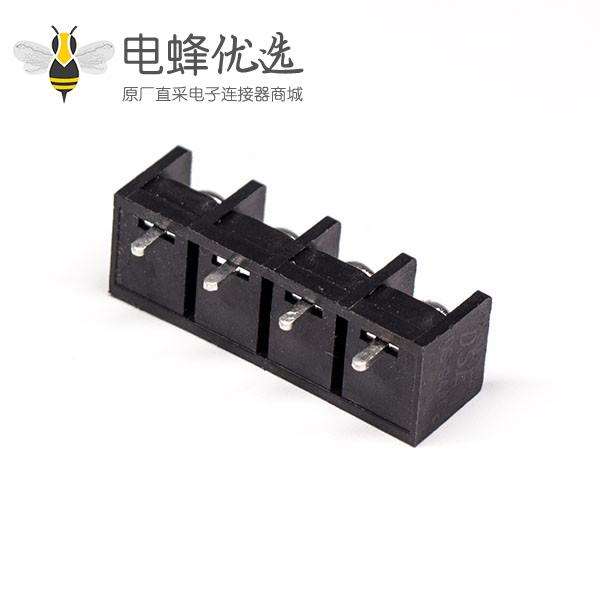 PCB板接线端子直式4芯黑色PCB板安装带螺钉