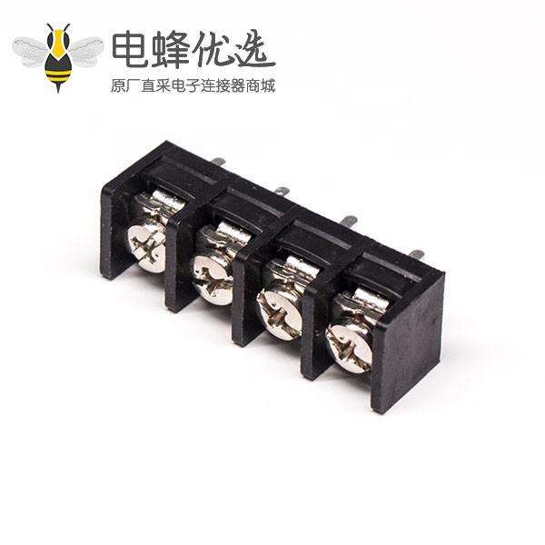 PCB板接线端子直式4芯黑色PCB板安装带螺钉