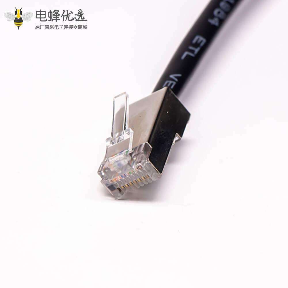 RJ45连接器前锁母转公线材防水IP67直式