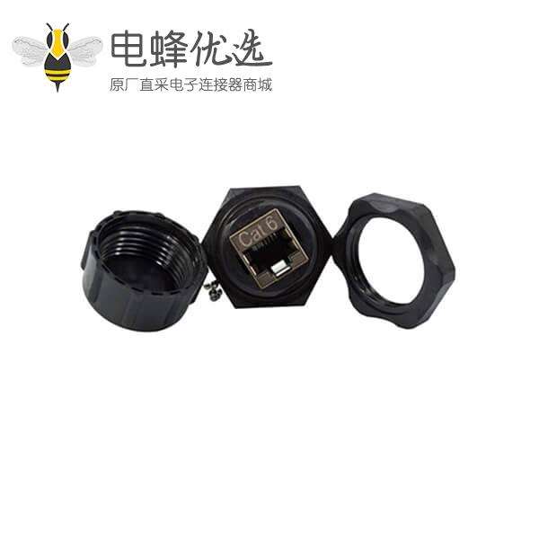 RJ45网口防水工业面板安装舱壁IP67带防水盖