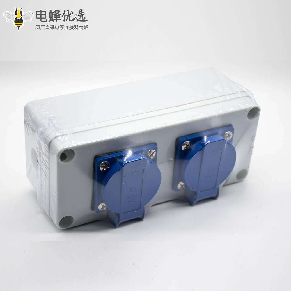 双插座防水盒可定制尺寸螺丝固定2位插座ABS塑料壳体
