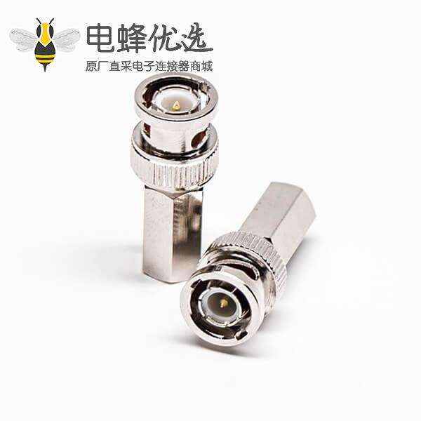 BNC公头同轴连接器器插头螺母紧锁接线