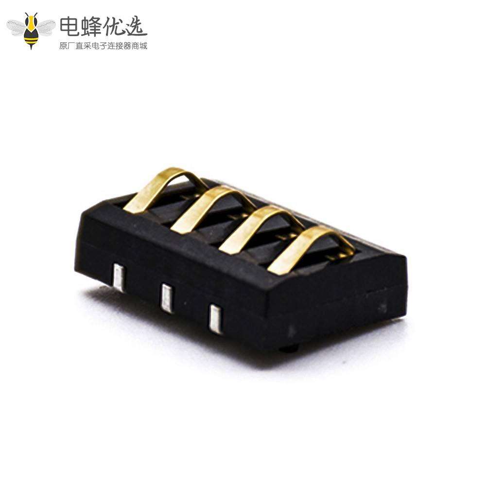 电源接触弹片4芯40mm间距pcb板安装电池座连接器