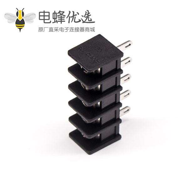 焊线式端子5芯直式穿孔式黑色PCB板安装栅栏式端子接线