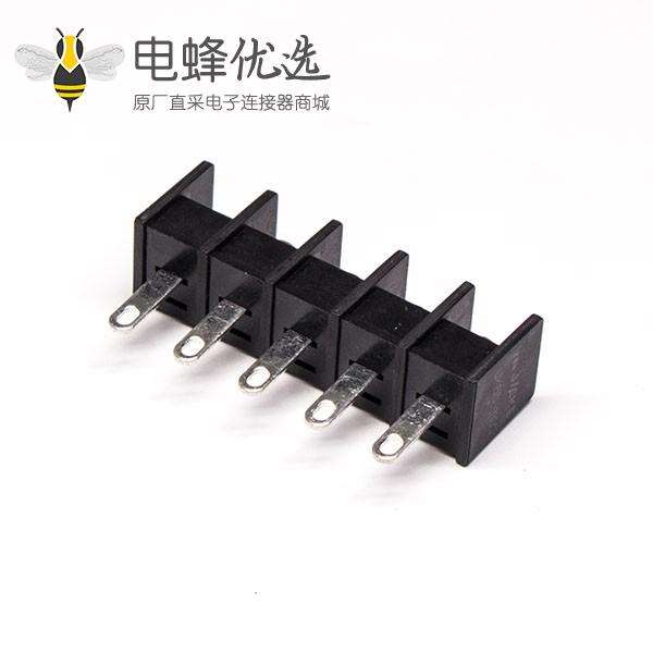 接线端子铜5芯直式栅栏式接线端子黑色插PCB板