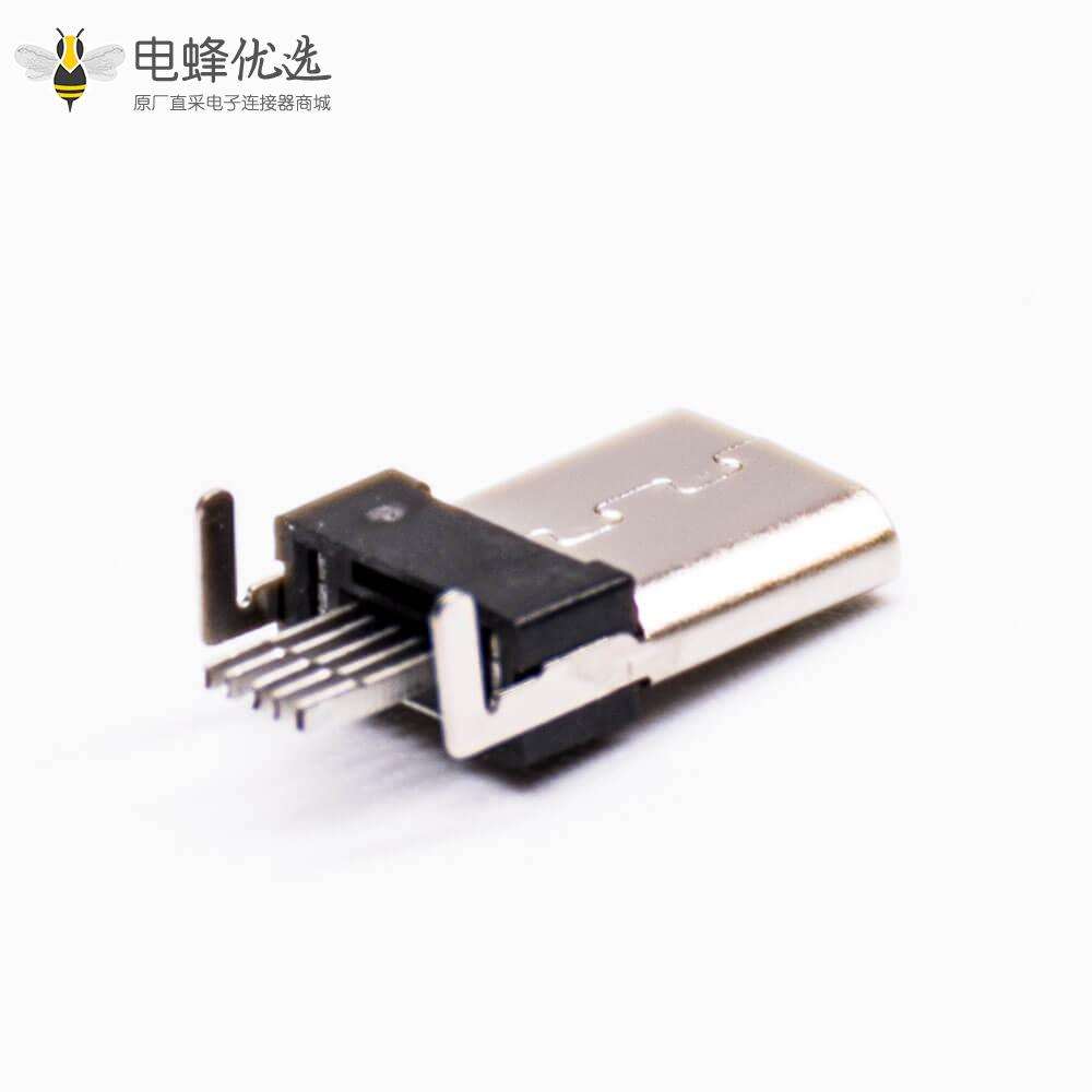 USB2.0接口Micro-B 5芯直式公头 插孔式PCB板安装