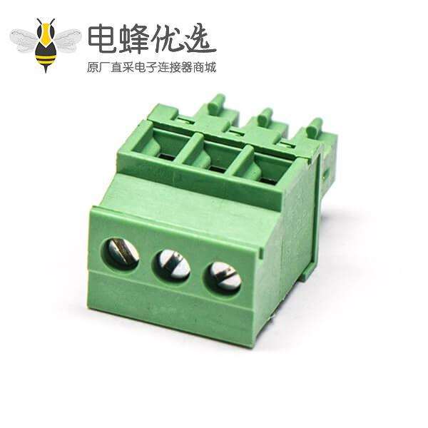 绿色插接端子直式插拔式压接接线三螺丝穿孔式插板