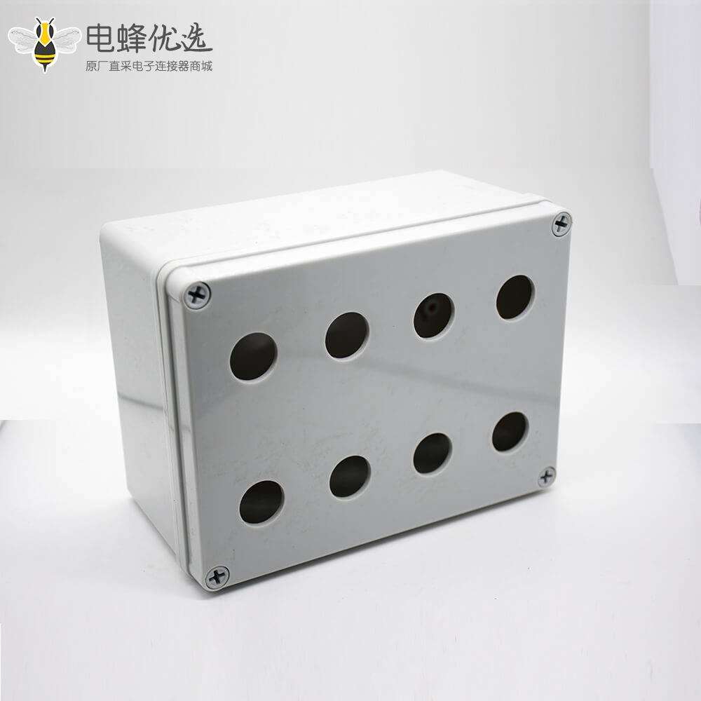 定制防水盒矩形8孔ABS塑料壳体螺丝固定密封接线盒