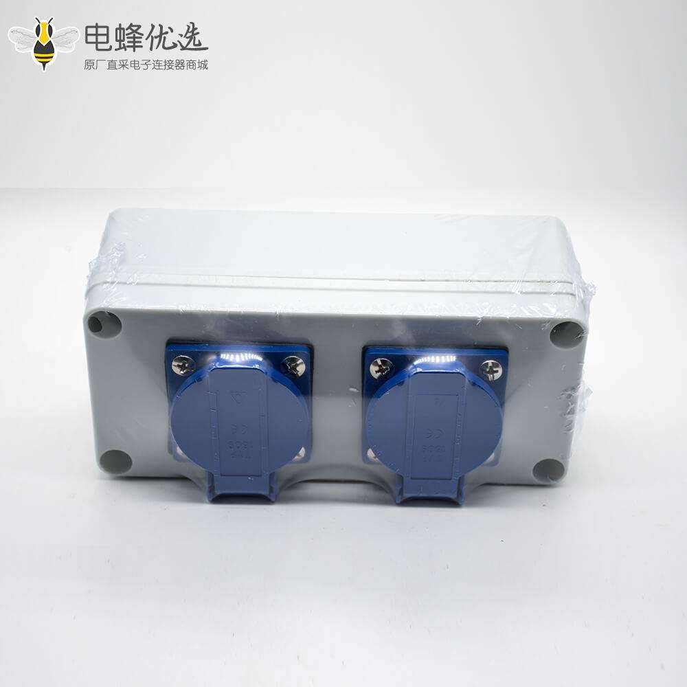 双插座防水盒可定制尺寸螺丝固定2位插座ABS塑料壳体