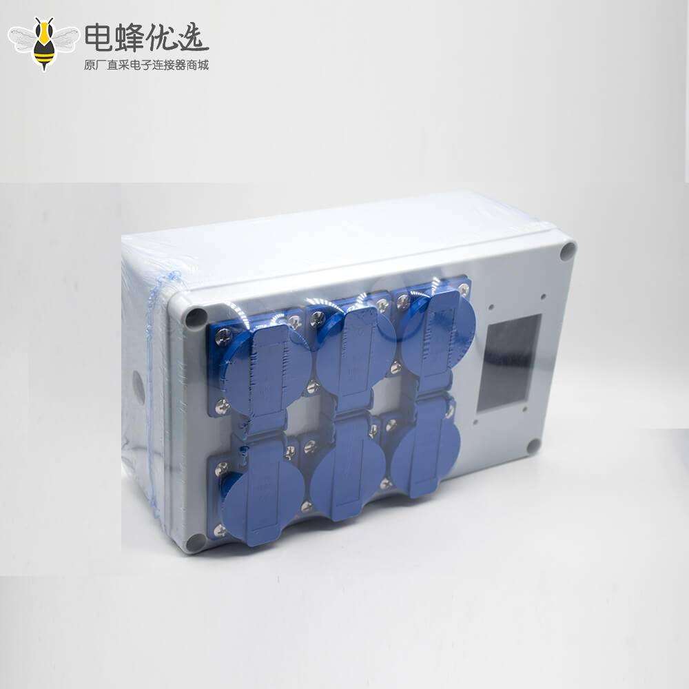 配电箱户外防水插座定制化ABS塑料壳体螺丝固定6位插座显示屏