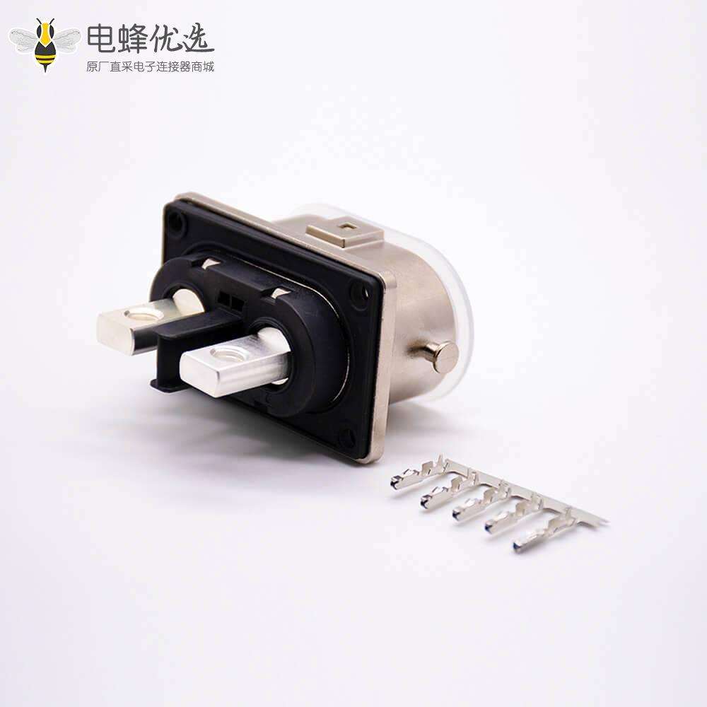 高压互锁金属连接器2芯6mm 125A 6.5mm通孔直式插座