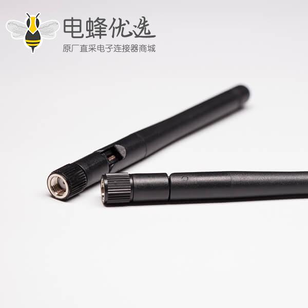 天线SMA头母头2.4G 2DBI黑色可折叠小s外置胶棒天线