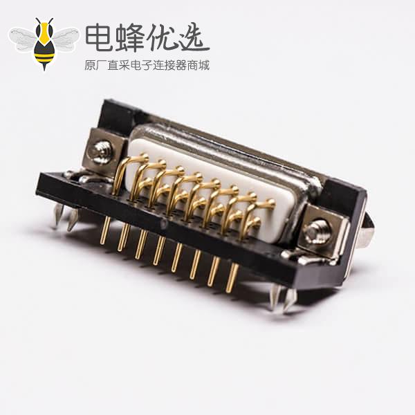 弯脚公头DB15插座车针型连接器穿孔接PCB板