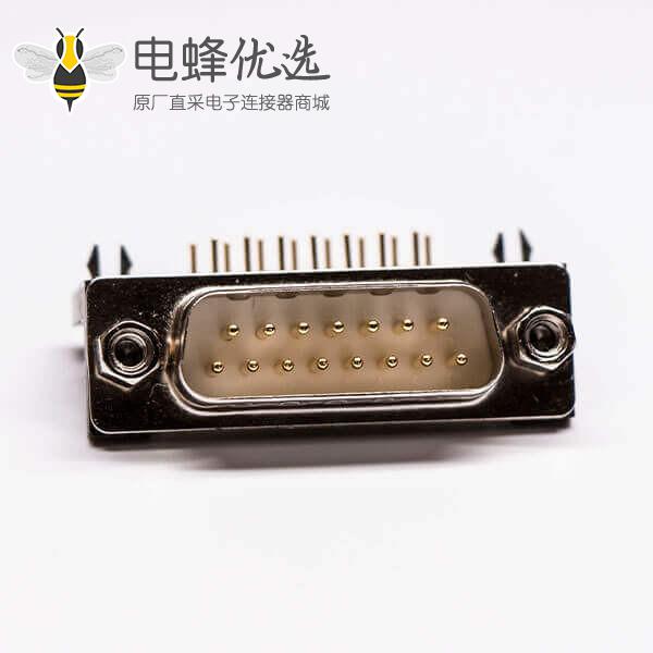 弯脚公头DB15插座车针型连接器穿孔接PCB板
