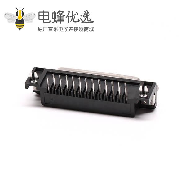 D Sub 25PIN连接器母座弯式冲针铆锁接PCB板