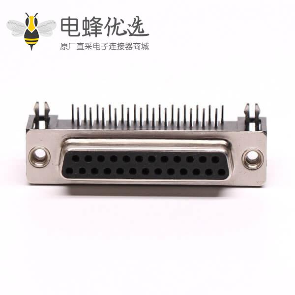 D-Sub连接封装25针90°焊板铆合接PCB板