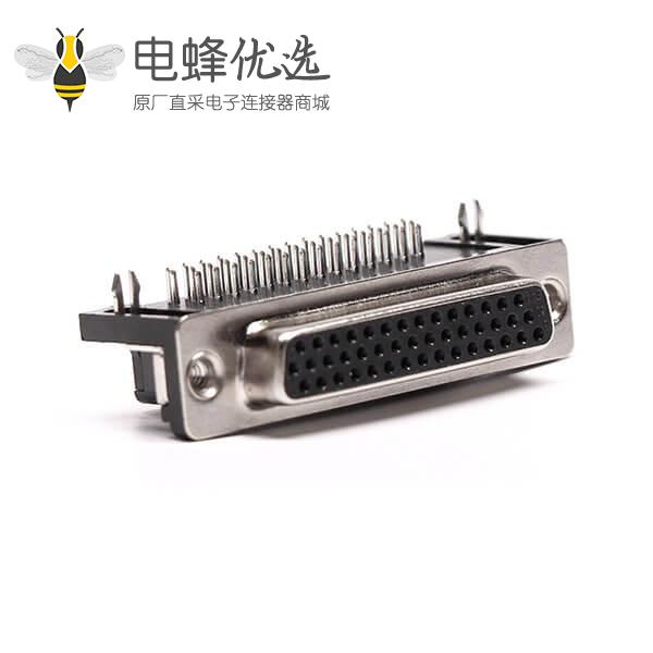 d-sub连接器44针弯式母头铆锁不带螺丝穿孔接PCB板