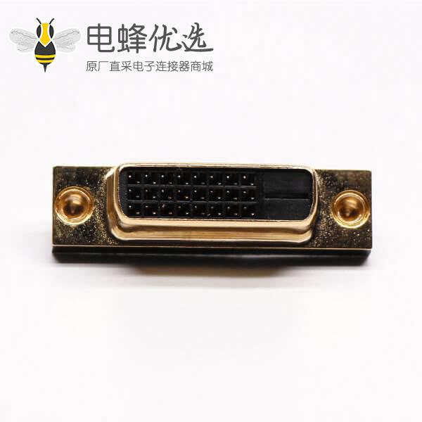 dvi-d母直式连接器24+1超薄镀金黑色胶芯子穿孔