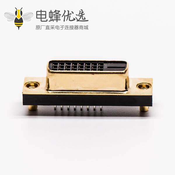 dvi-d母直式连接器24+1超薄镀金黑色胶芯子穿孔