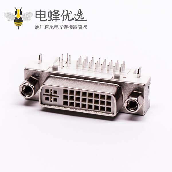 dvi24+5连接器母头弯角带螺母插板带鱼叉