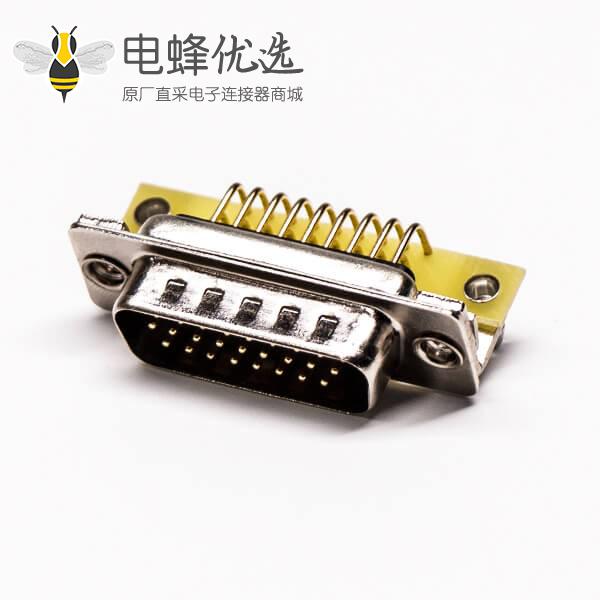 db26三排公头弯式金属支架铆锁插孔接PCB板式高密度连接器