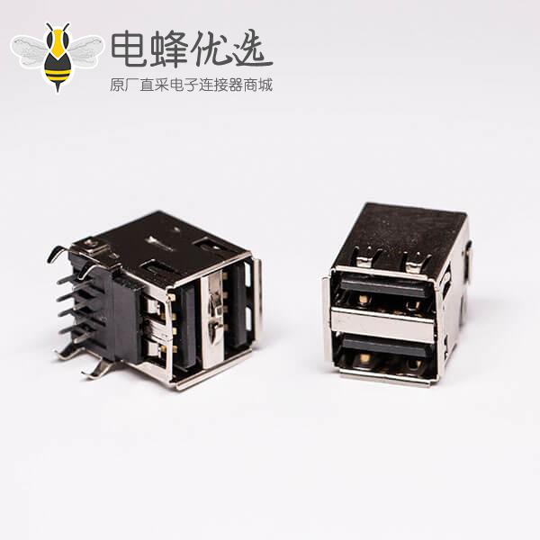 usb2.0双层母座母头弯式黑色胶芯