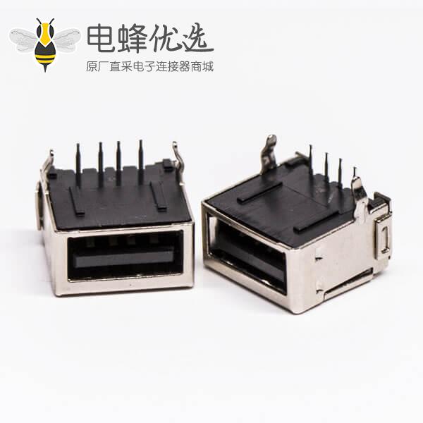 usb 2.0 a母座dip黑色全屏蔽式弯头