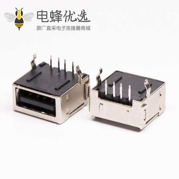 usb 2.0 a母座dip黑色全屏蔽式弯头