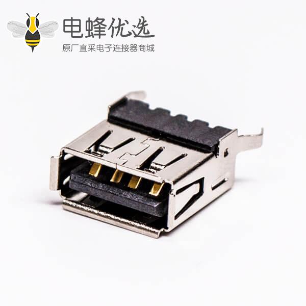 usb type a 母座直式黑胶DIP半包塑壳