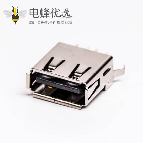 usb type a 母座直式黑胶DIP半包塑壳