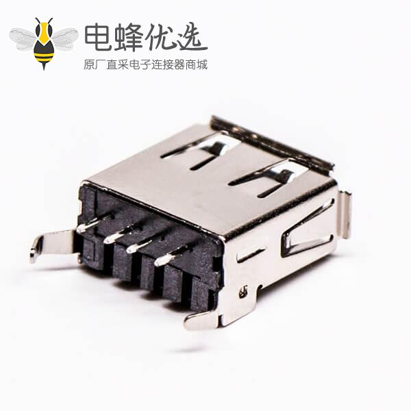 usb type a 母座直式黑胶DIP半包塑壳