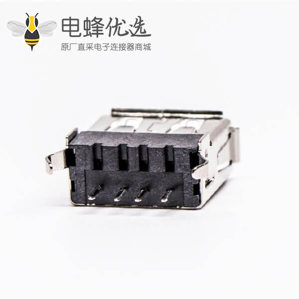 usb type a 母座直式黑胶DIP半包塑壳