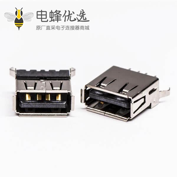 usb type a 母座直式黑胶DIP半包塑壳