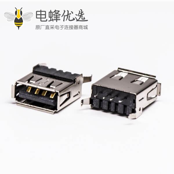 usb type a 母座直式黑胶DIP半包塑壳