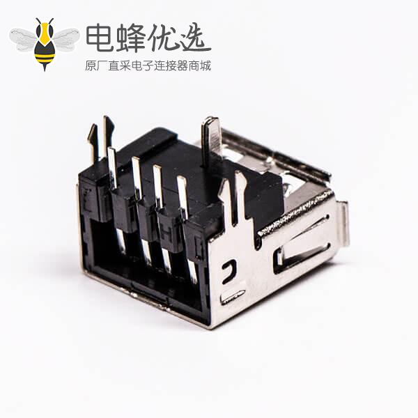 usb type a 插座母头弯式三脚定位鱼叉脚插板