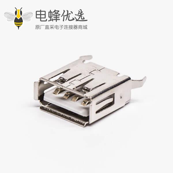 usb/a母座直插接PCB板白色胶芯弯脚