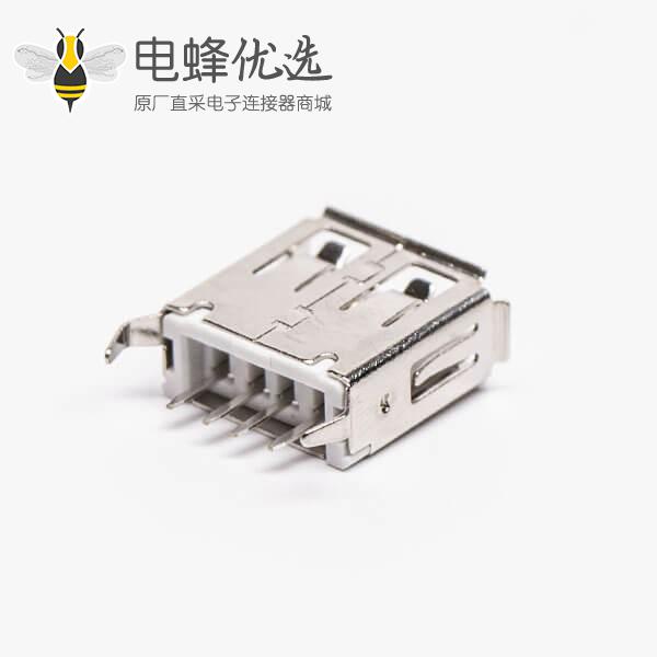 usb/a母座直插接PCB板白色胶芯弯脚