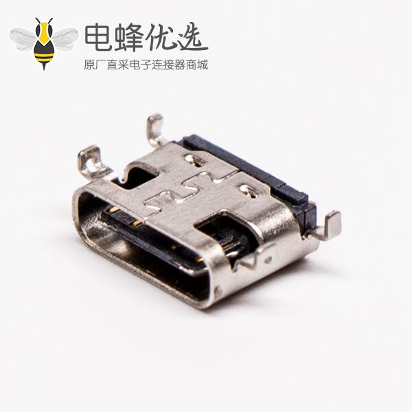 type c母座封装弯式单排沉板式usb3.0连接器