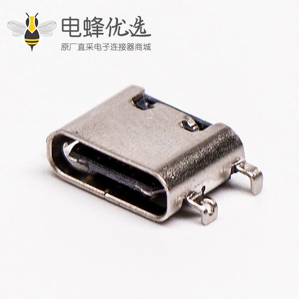 type c母座封装弯式单排沉板式usb3.0连接器