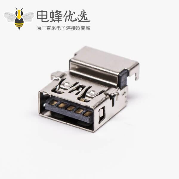 usb3.0接口黑色胶芯弯式母座沉板贴板加高接板