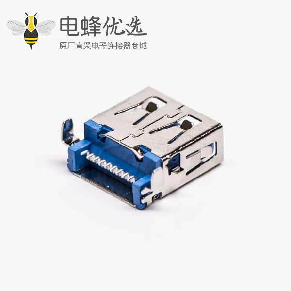 usb3.0母头沉板贴板弯头SMT两脚插板